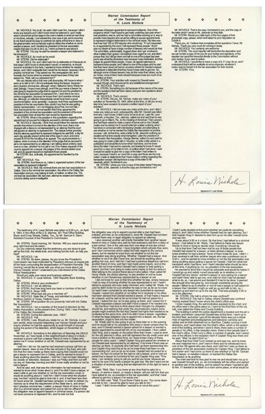 H. Louis Nichols Twice-Signed Souvenir Testimony Before the Warren Commission -- Nichols Was the Only Lawyer to Meet With Oswald After President John F. Kennedy's Assassination
